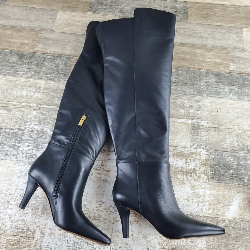 Vince Camuto Sabella Wide Calf Over The Knee Boot Womens Sz 8.5 M Black Side Zip